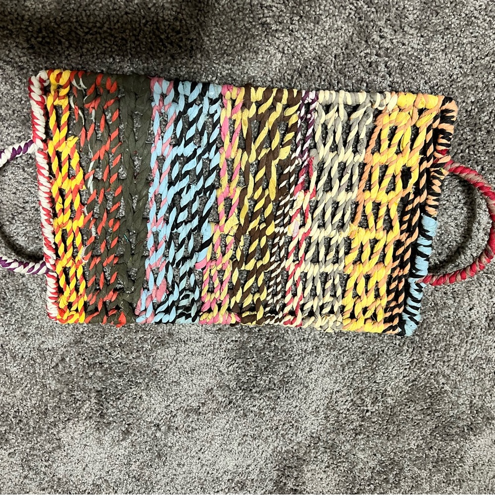 Hand woven bed or table tray